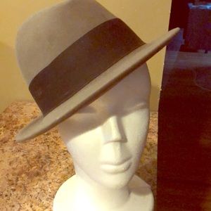 Grey Stetson Hat with Black band and amp feather